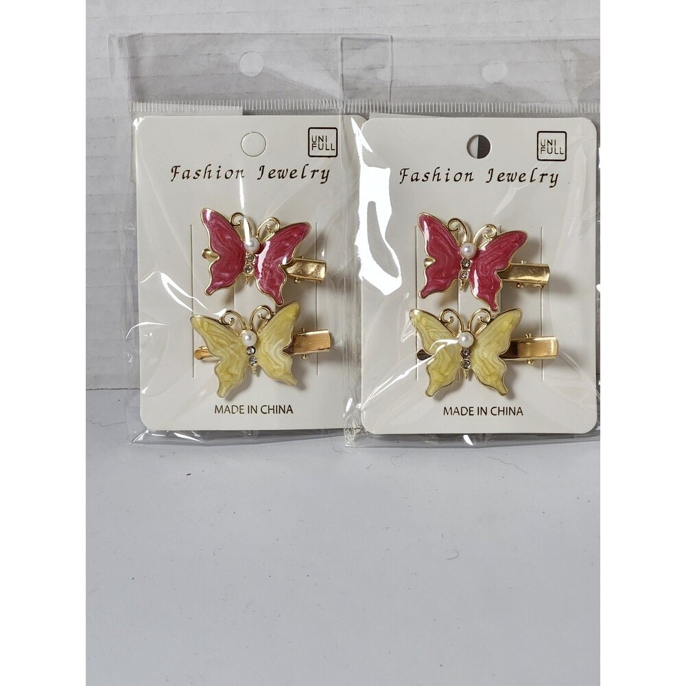 Lot Of 4 Metal Butterfly Hair Clips